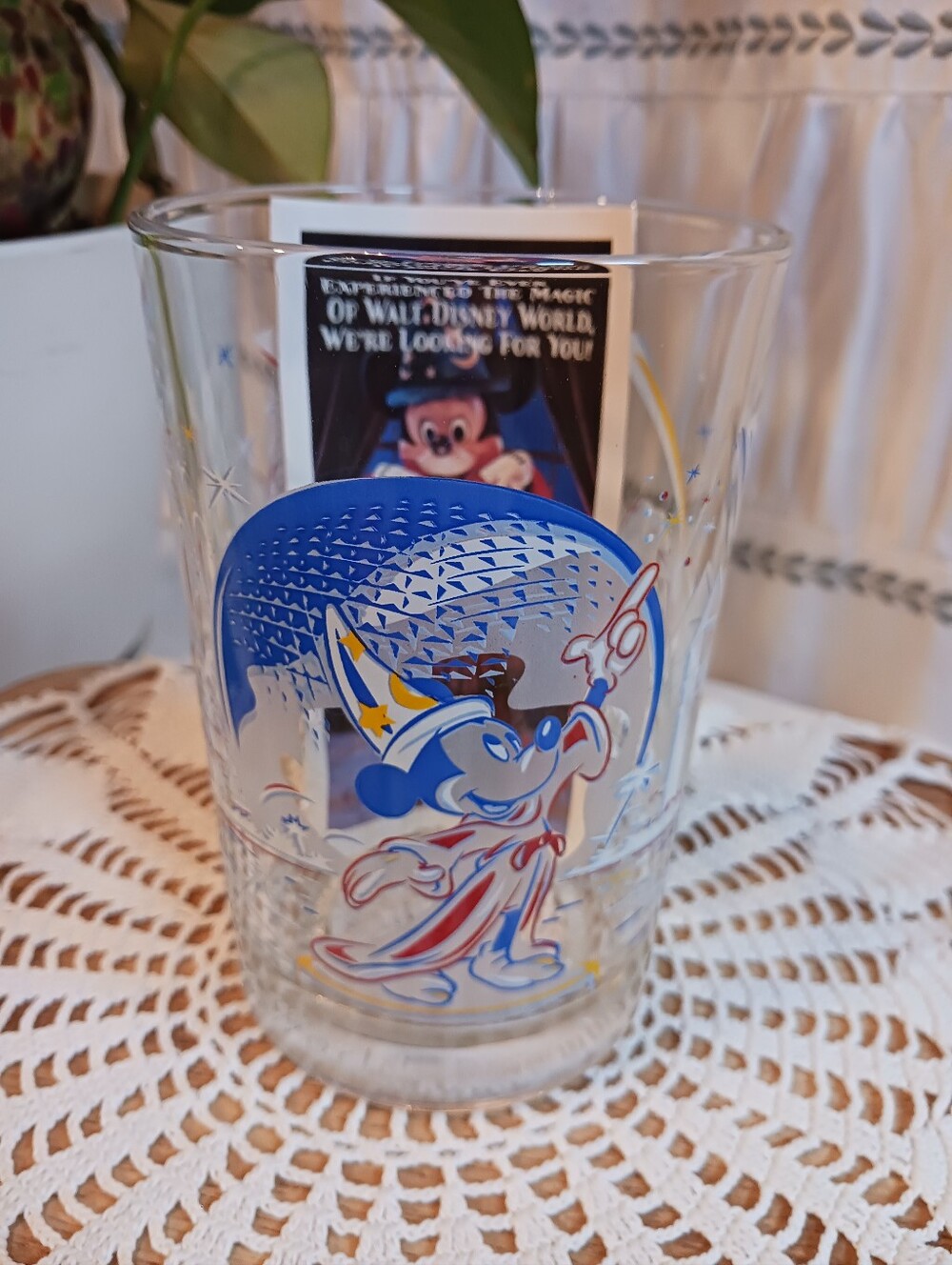 Vintage 1996 25th Anniversary Disney World Glass Tumbler Original Paper Insert